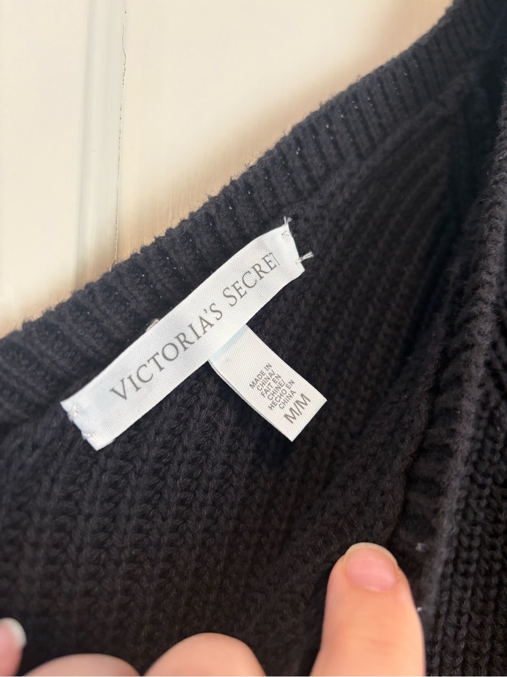 Victoria’s Secret Black V-Neck Cotton Tunic Sweater - Picture 3 of 4